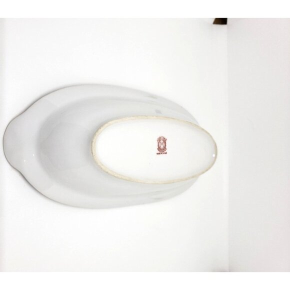 Noritake Celery Dish Hand Painted Gold Rimmed Handles Orange Flowers 7 .5 in VTG - Picture 6 of 7